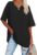 ATHMILE Womens Oversized T Shirts V Neck Tees Half Sleeve Cozy Comfy Tunic 2024 Y2K Tops Casual