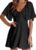 Dokotoo Womens Dresses 2024 Spring Summer Deep V Neck Elegant Bow tie Mini Dress S-XL