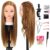 Opini Mannequin Head with Hair 80% Human Hair Straight 26″-28″ Doll Head with Hair Cosmetology Mannequin Head Human Hair for Hairdresser (#27 Light brown)