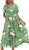 YESNO Women Casual Loose Bohemian Floral Dress with Pockets Short Sleeve Long Maxi Summer Beach Swing Dress EJF